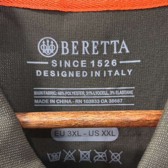 Beretta Polartec Power Air Polo Size XXL Moss Green Golf Office Outdoors Preppy - Picture 2 of 8